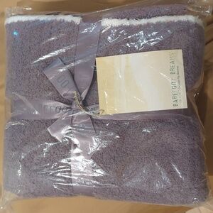 Barefoot Dreams Cozy Chic Contrast Tip Blanket Deep Taupe Dusty Purple 45" x 60"